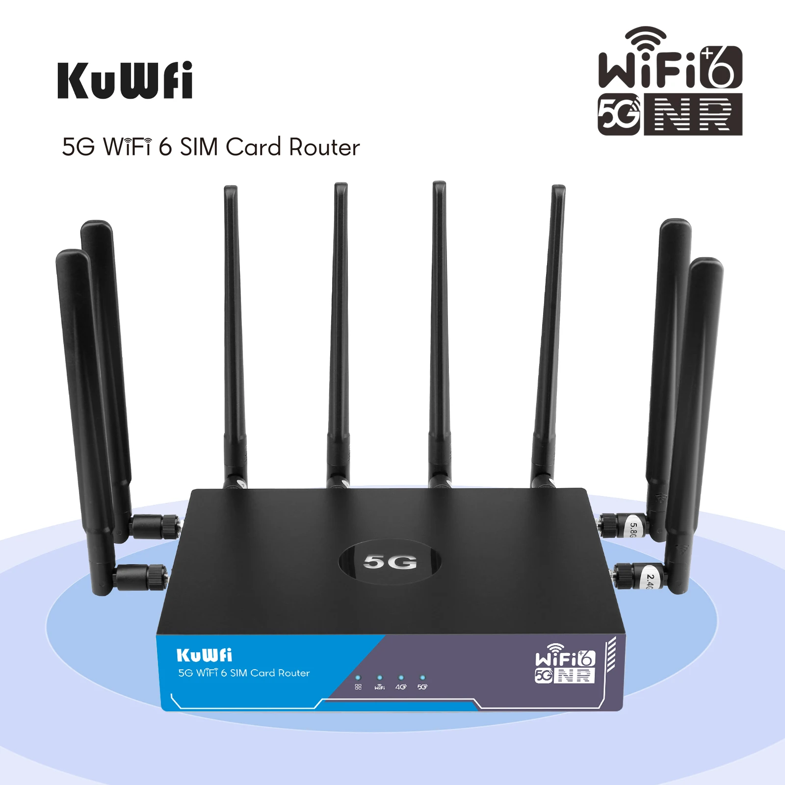 KuWFi 3000Mbps 5G Router WiFi6 Gigabit Dual Frequency 2.4/5G High Gain Hybird WIFI Router With Sim Card Slot Support 128 Uers