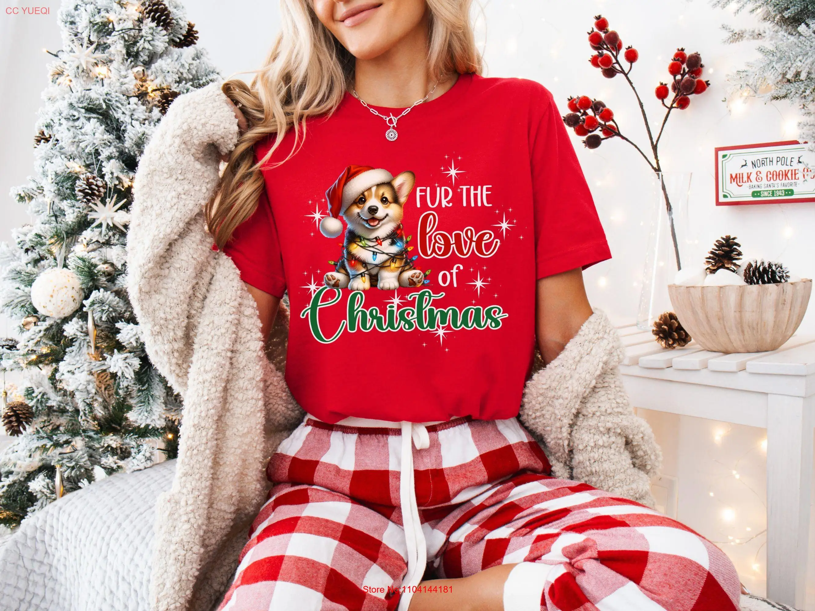 

Рождественская футболка Corgi для собак, праздничная вечеринка для влюбленных, мам, женщин, ее забавный питомец с длинными или короткими рукавами