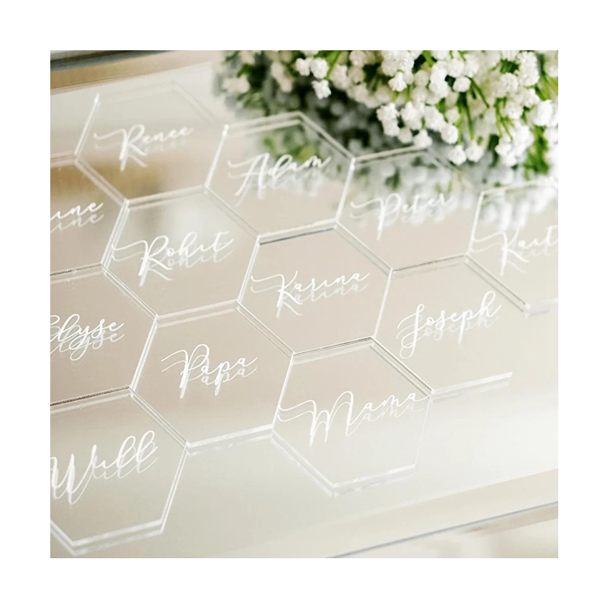 50Pcs Clear Acrylic Table Place Card with Base Wedding Seating Cards Guest Names Tag Invitation Party DIY Decoration