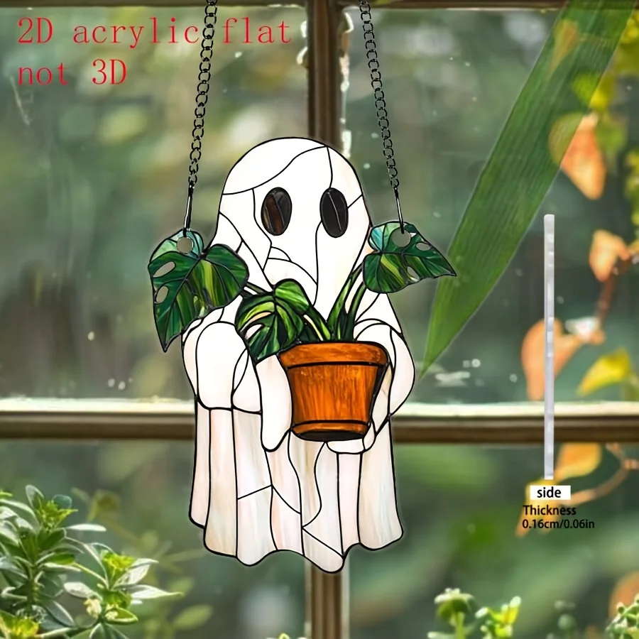 1PC Geist Sonnenfänger Bunte Acryl Fenster Hängen DIY Dekor Nette Geist Und Pflanze Dekor Gothic Sonnenfänger Horror Wohnkultur