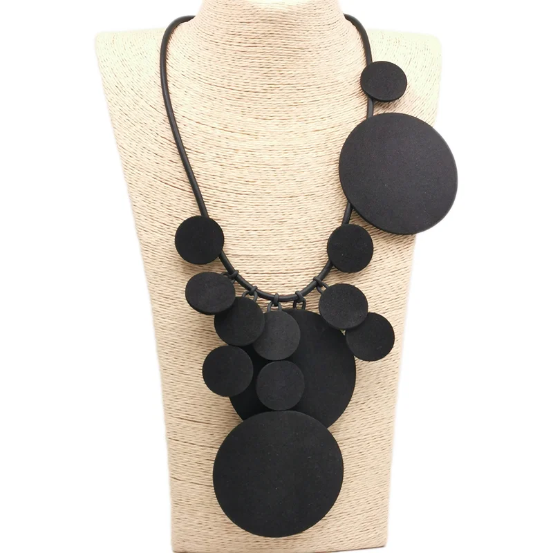 New Gothic Circle Irregular Hand-designed Black Rubber Chain Punk Ethnic Style Matching Party Jewelry Necklace Sweater Chain