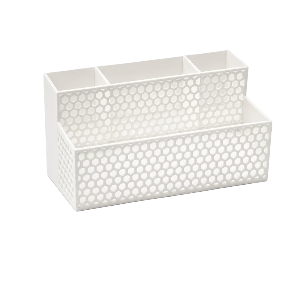 Hollowed-out Desk Organizer Large Capacity Multi-Function Pen Holder 3D Printed Double Layer Storage Box Office