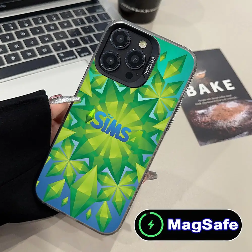 لعبة S-Sims جراب هاتف آيفون 16 15 14 13 12 11 X XR XS 8 7 Pro Max Plus MagSafe ملون جميل الهواتف المحمولة الذكية #4