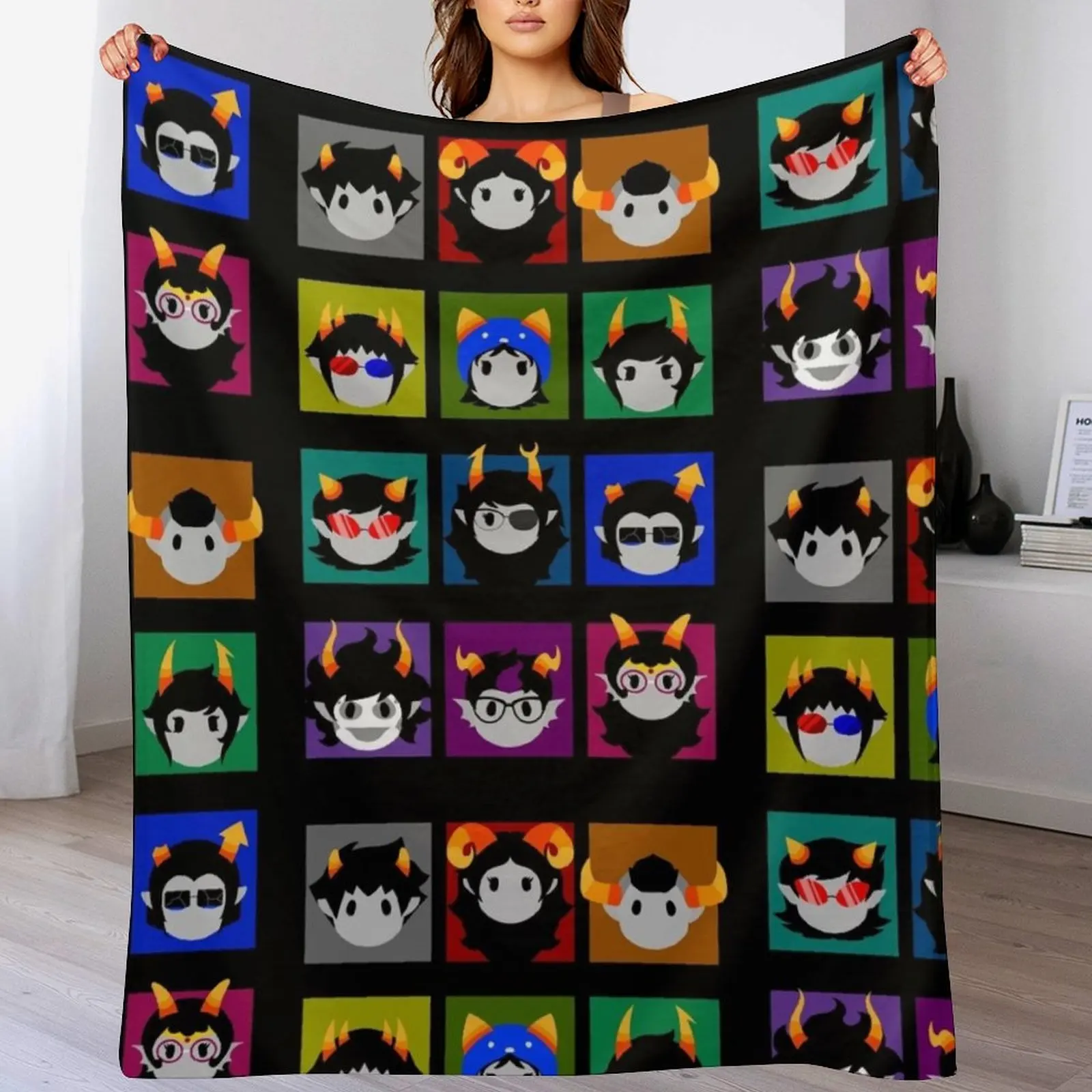 

Chibi Homestuck Trolls Throw Blanket Polar for winter Flannel Blankets