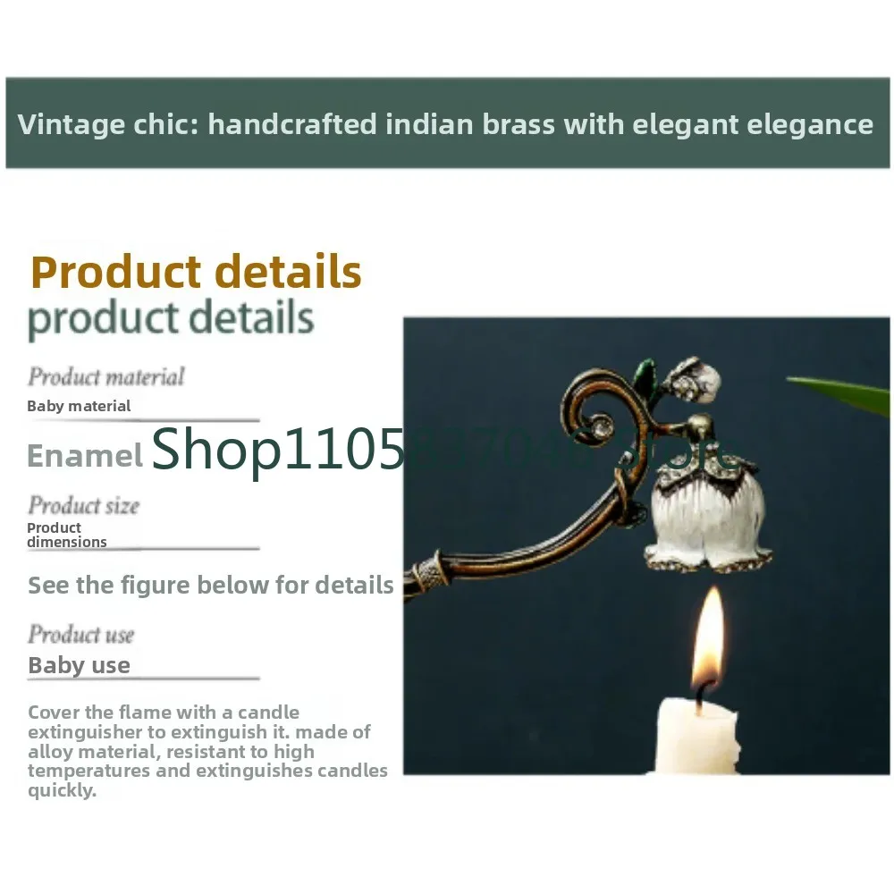 Handheld Classical Aromatherapy Candle Extinguishing Bell Retro Inlaid Diamond Handheld Light Extinguishing Cover Decorative