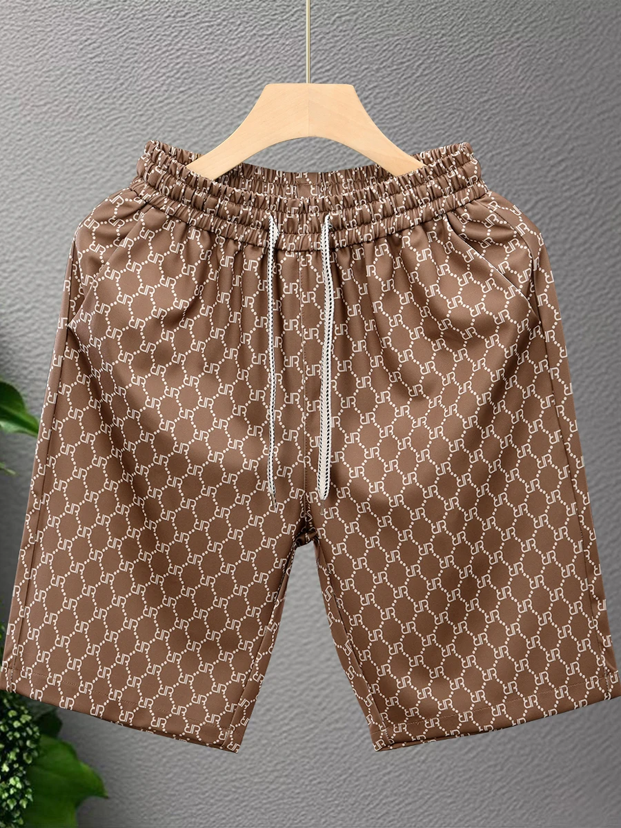 

Новые мужские летние тонкие брюки из ледяного шелка 2025 года, повседневные, дышащие, молодежные, укороченные (четверть длины), свободного кроя...