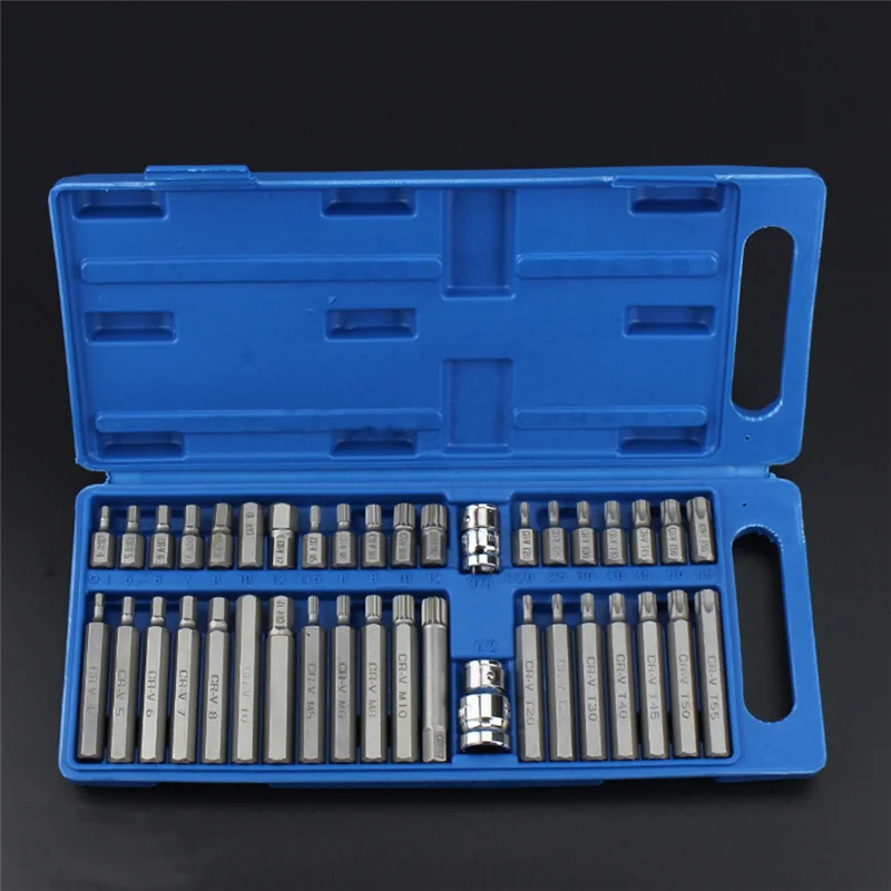 40 Pieces Star Spline Hex Socket Bit Set Tool Kit Precision Screwdriver Bit Garage Tool Equipment for Car Auto Repair