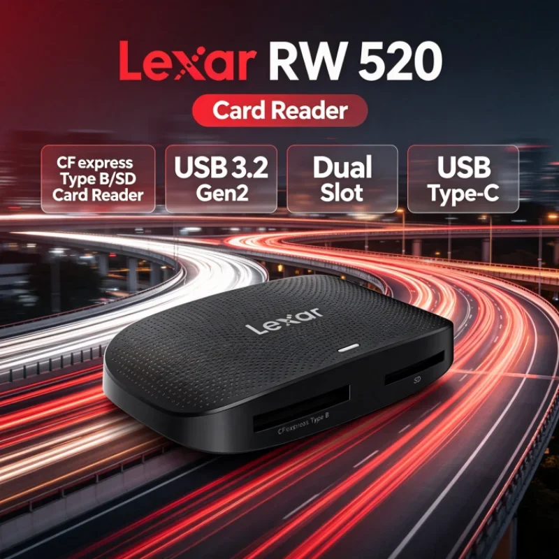 Lexar RW520 Memory Card Reader High Speed USB 3.2 Gen 2 CFexpress Type B SD Card Reader Dual Slot for Photo Transfer