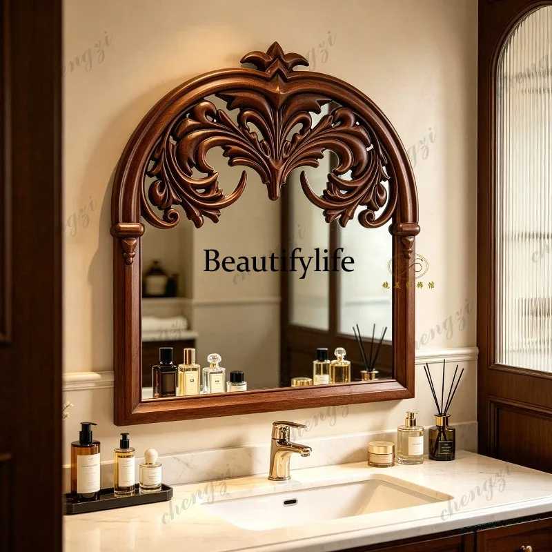 Premium bathroom mirror French retro bathroom mirror medieval wall-mounted dining side decorative mirror