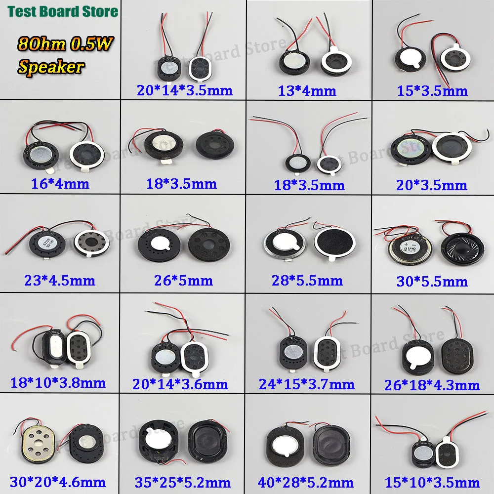 

2PCS 13mm 15mm 16mm 18mm 20 23 26 28 30 MM Mini Speaker Round Runway Loudspeaker 8Ohm 0.5W For MP4 Toys Cellphone Small Audio