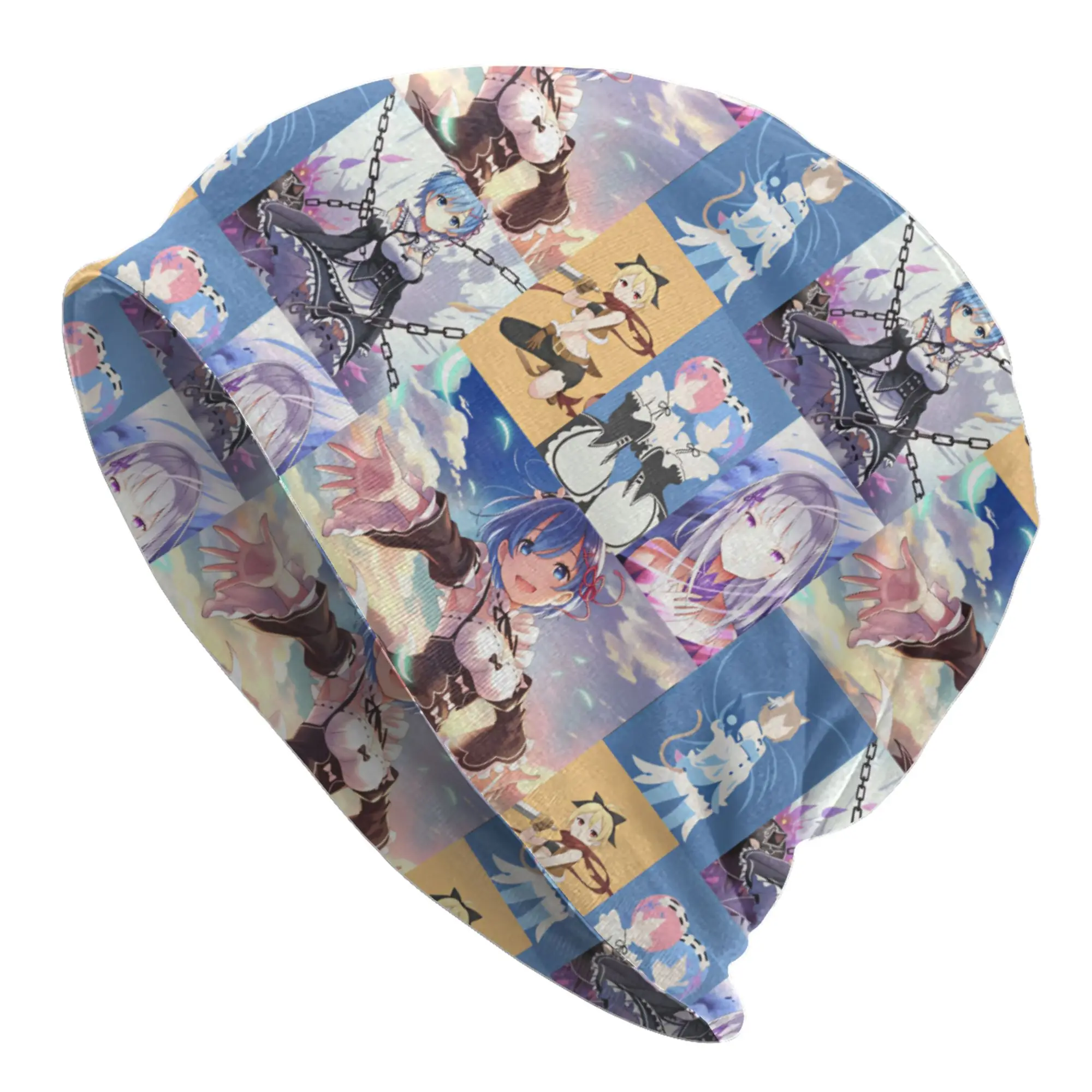 Rem Emilia Re:ZERO Skullies Beanies Caps Unisex Winter Warm Knit Hat Adult Starting Life in Anothers Worlds Bonnet Hats Ski Cap