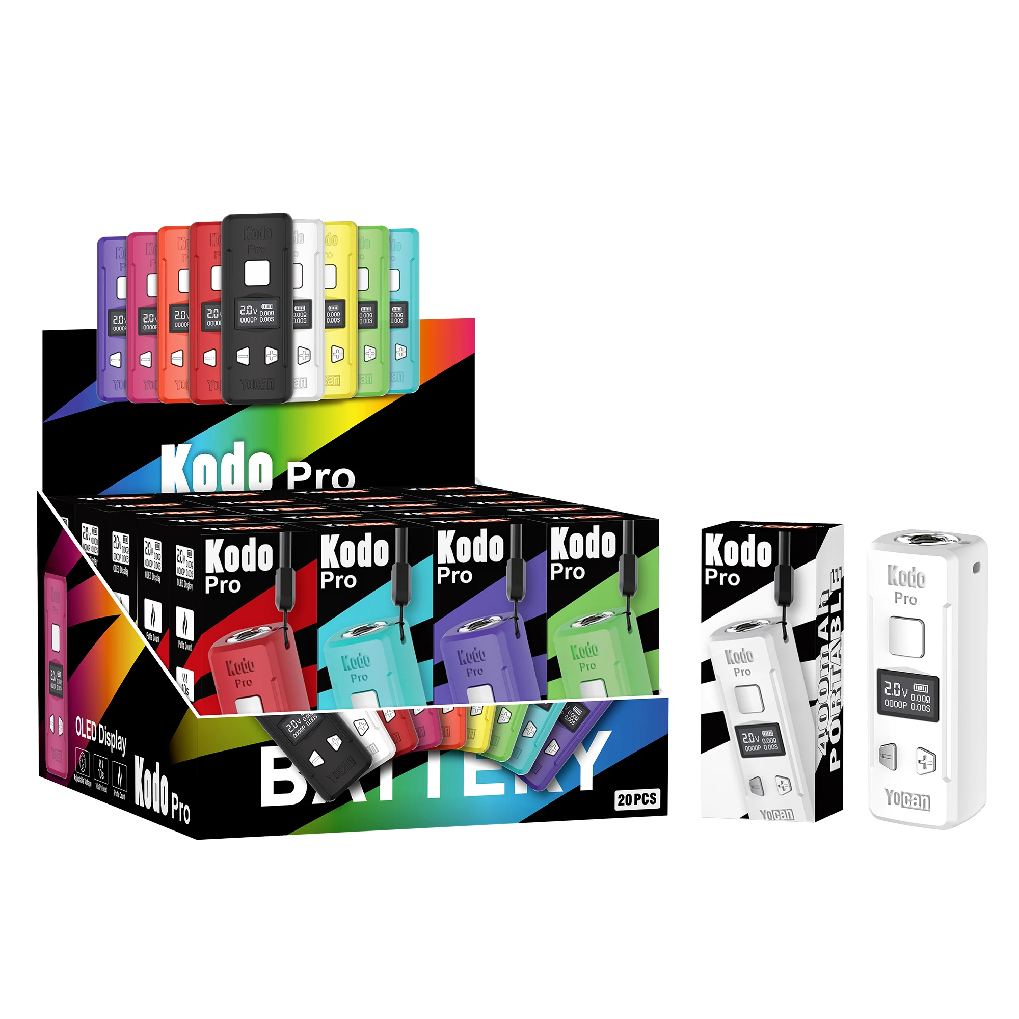 5-10 قطعة الأصلي Yocan كودو برو vape Mod 400mAh بطارية 10s التسخين 510 موضوع البطارية ل 510 خرطوشة السجائر الإلكترونية #6