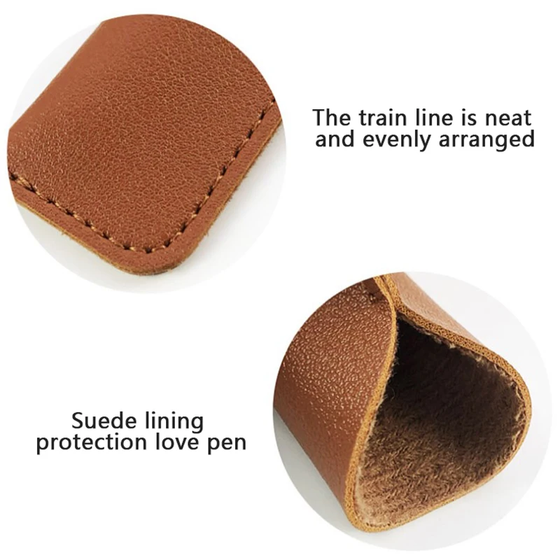 PU Leather Pencil Holder School Pen Storage Bag Pen Case Solid Color Wear-resistant Pen Protective Sleeve Small Sign Pen