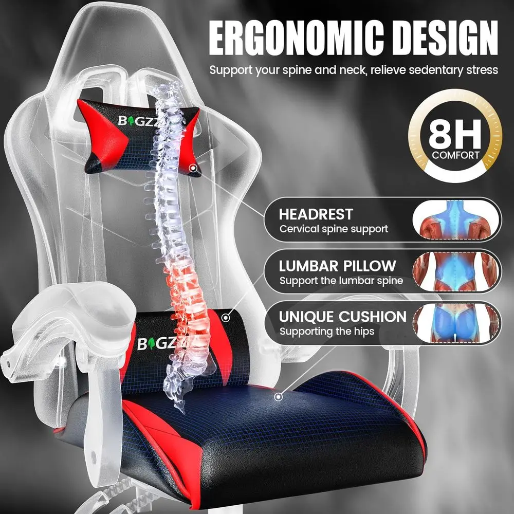 Gaming Chair, Computer Game Chair with Lumbar Support, Comortable Video Game Chairs or Adults Kids, Racing Style Gamer Chair wit view 4