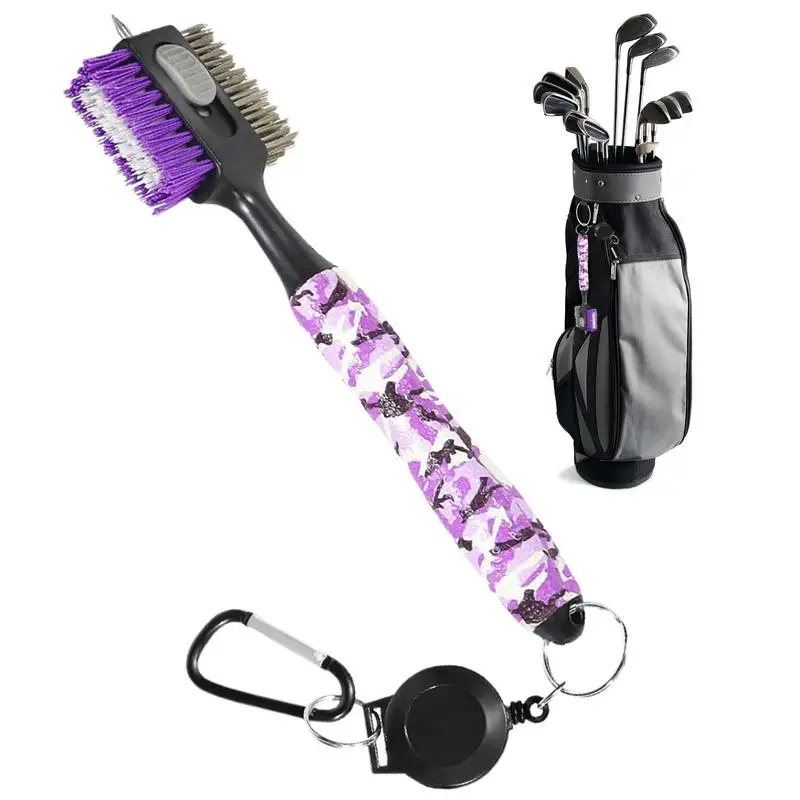 

Golf Club Groove Cleaner Small Camouflage Color Golf Club Cleaner Brush Double-Sided Cleaning Brush Nylon Steel Bristle Brush