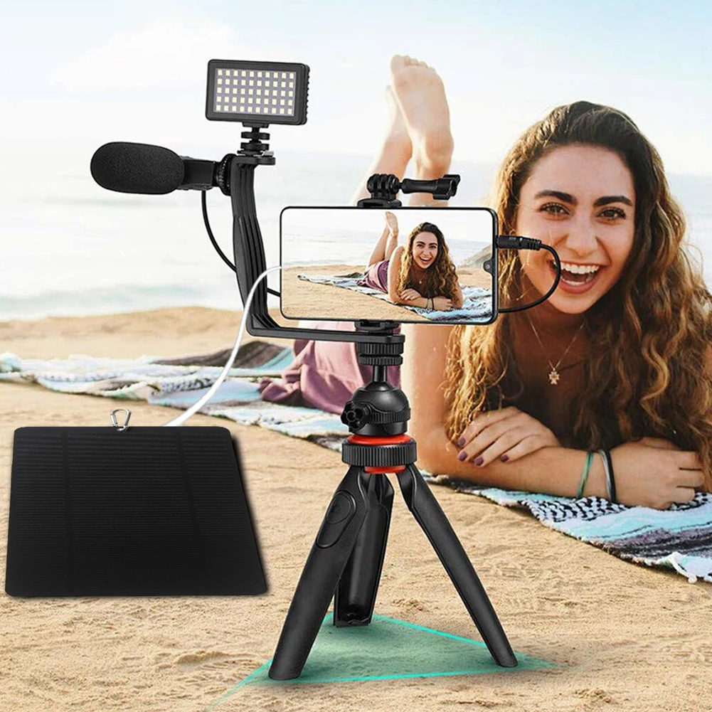 10W 5V Portable Solar Charger USB Solar Panel Power Backup for Fan Cellphone Bicycle Security Camera Outdoor
