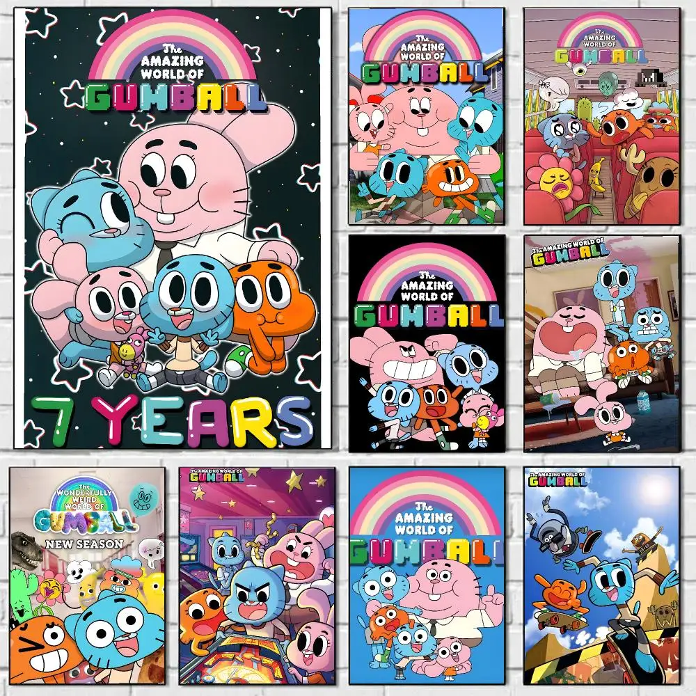 T-The Amazing World Of Gumball Poster HD Wall Art Decal Self-Adhesive Aesthetic Decor For Home Living Bedroom Bar Aesthetic