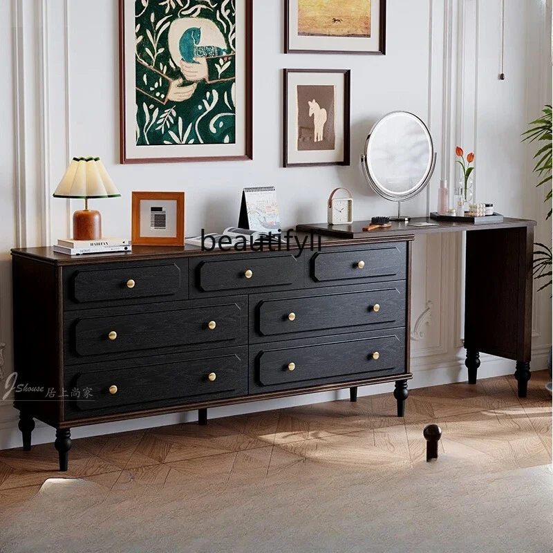 

xzzFrench retro chest integrated dresser pure solid wood bedroom storage bedside cabinet wall storage cabinet