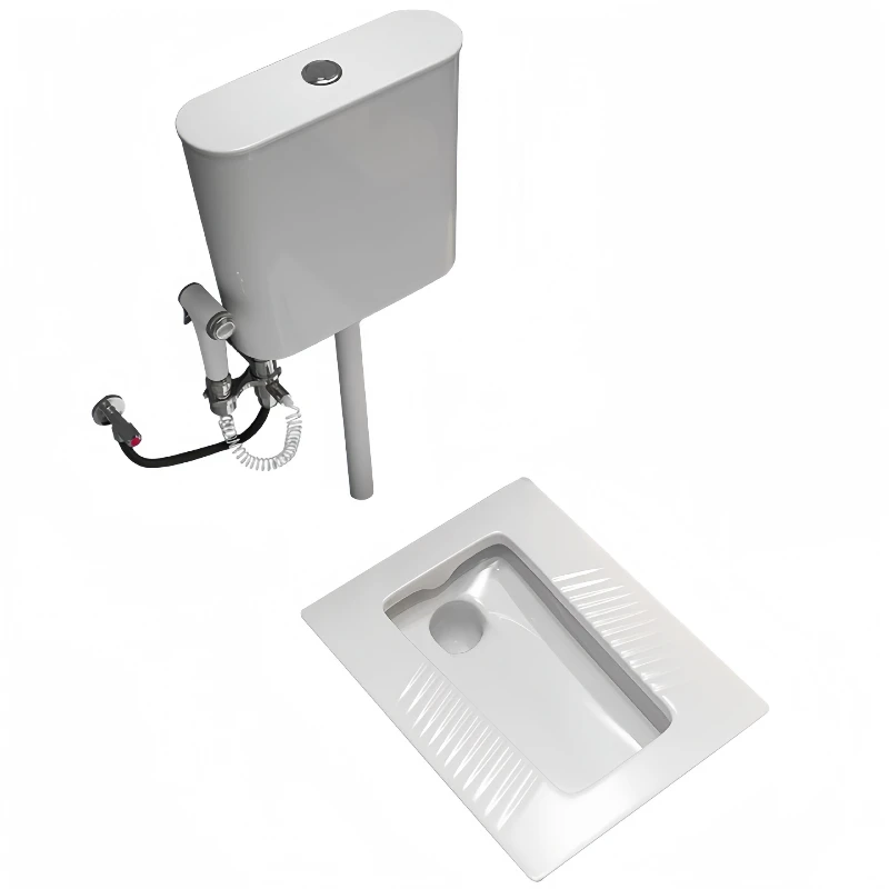 

The whole set of squatting toilet flushing tank, household ceramic squatting pit, deodorant pedal urinal