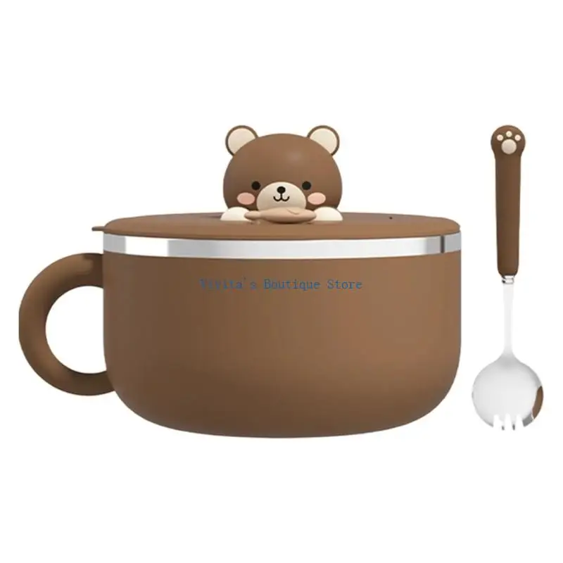 

Nonrust Steel Noodles Container 1200ml Microwave Safe For Students Office Worker M76D