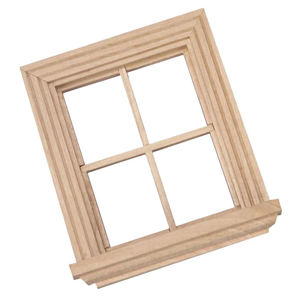 Plain Four-pane Window Blinds Mini House Ornaments Miniature Furniture Toy Frame Fairy Model Wooden Child Children Play
