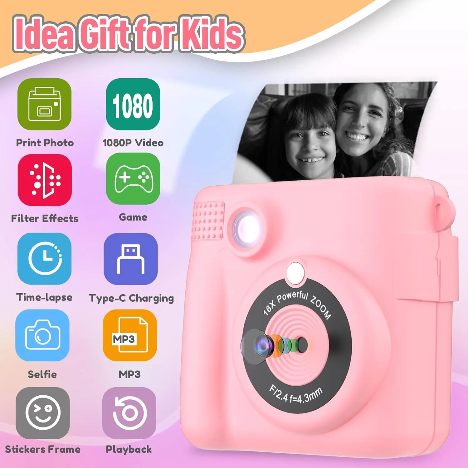 Children's Camera Christmas Birthday Gift for Girls and Boys Aged 3-12 High Definition Digital Camera Portable Toy