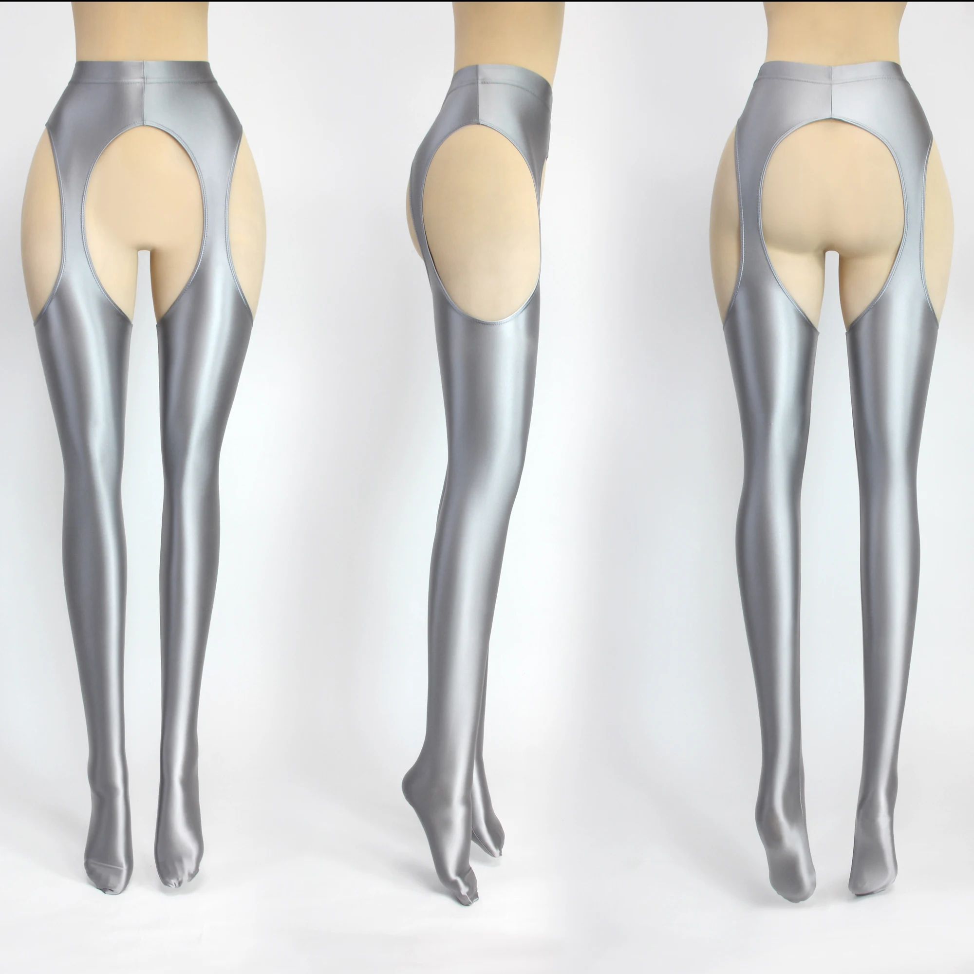 Spring Women Spandex Hollow-out Pants Elastic Yoga Pilates Tights Opaque Oily Shiny Glossy Sexy Full-length MJINM Leggings