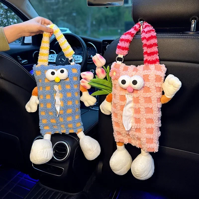 NEW Car Tissue Box Hanging Cartoon Monster Car Seat Back Paper Towel Hanging Bag Car Paper Box Interior Decoration Supplies