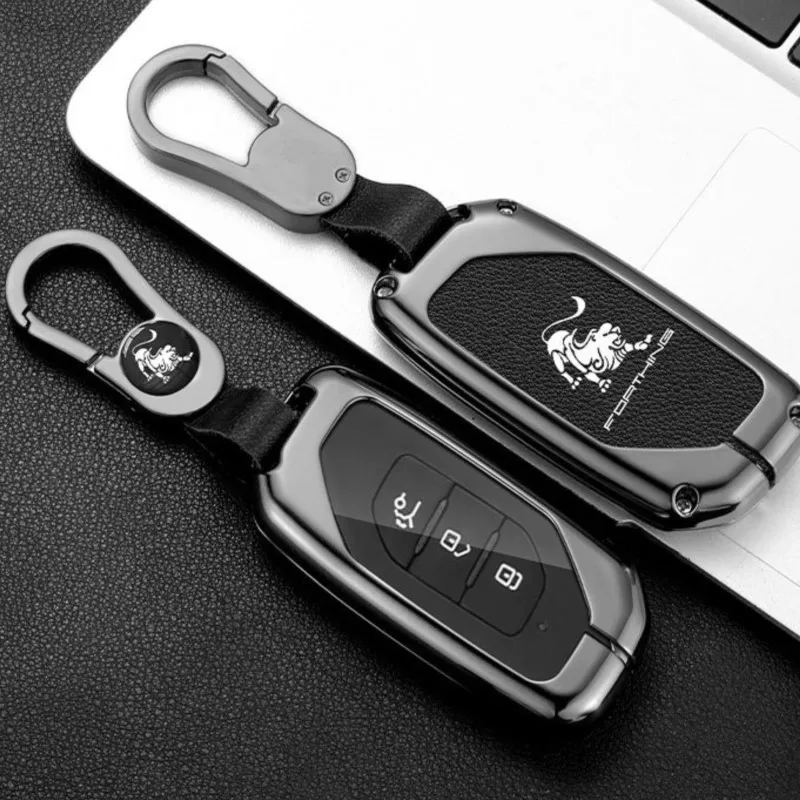 Zinc Alloy Leather Car Key Case Fob Cover Protector Holder Shell For Dongfeng Forthing Fengxing T5 EVO 2021 Keychain Accessories