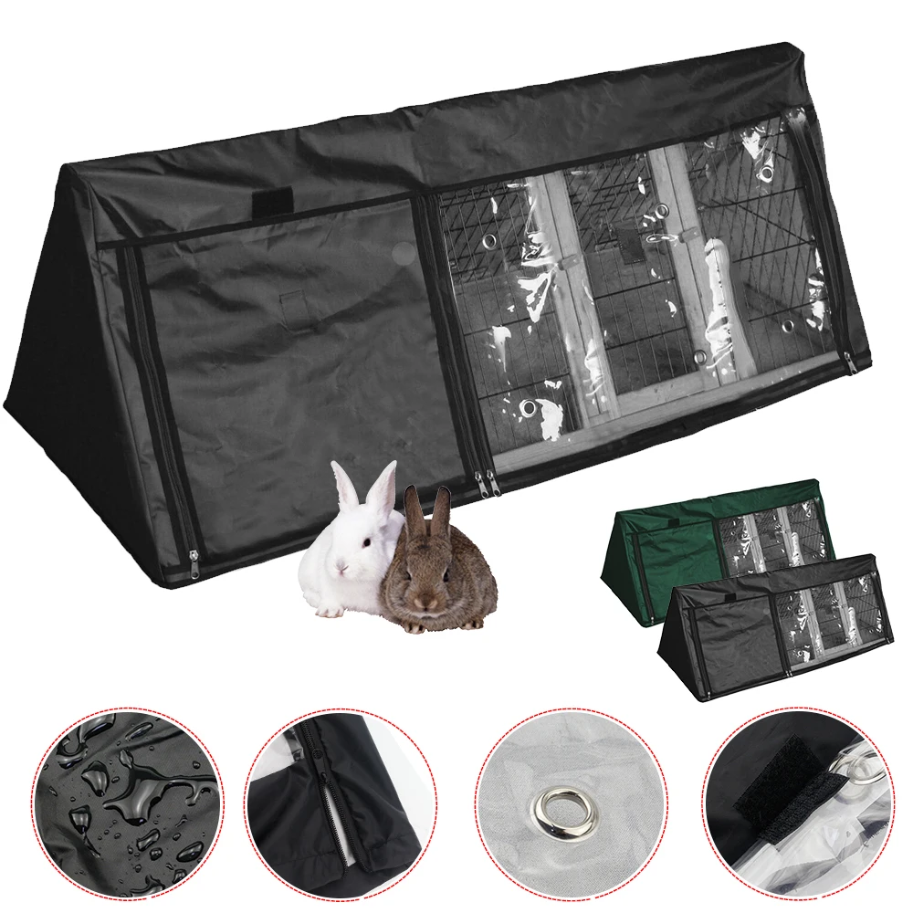 Pet Rabbit Cage Dust Cover 210D Oxford Cloth Removable Door Small Animal Cage Protector Triangular 118x52x45cm