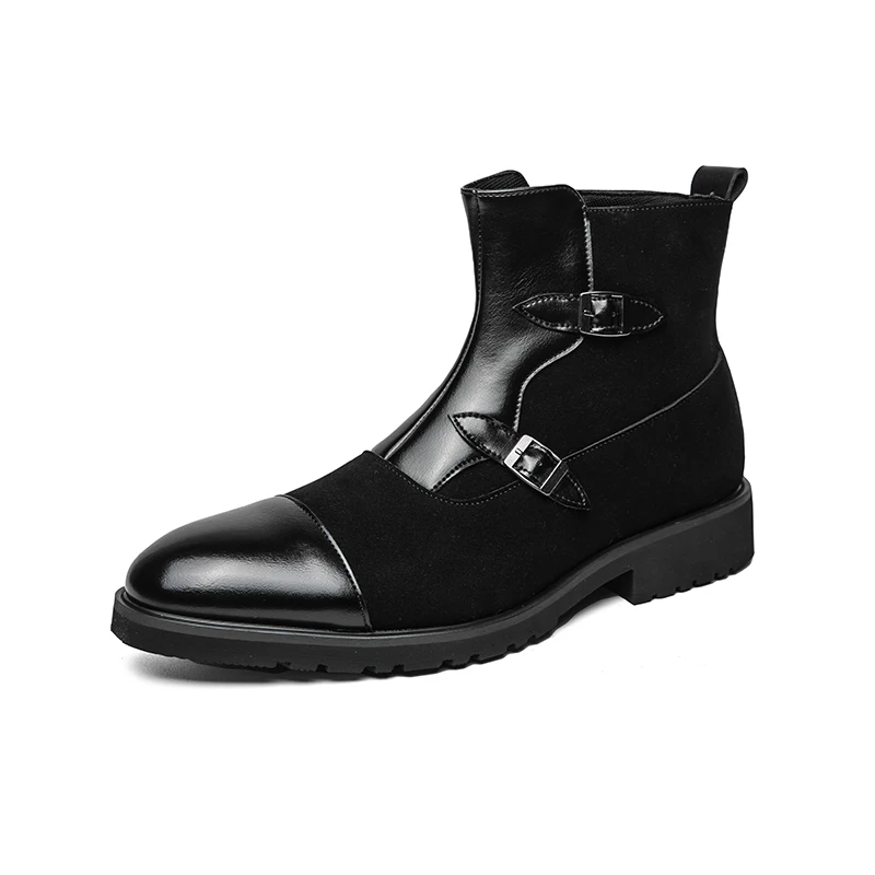 

New high top leather shoes for men, fashionable outdoor men's motorcycle shoes