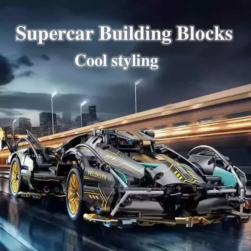 Cool 1:14 Supercar Building Blocks 1200Pcs - Pink Mechanical Car Model Kit, Puzzle Assembly STEM Toy for Boys Kids