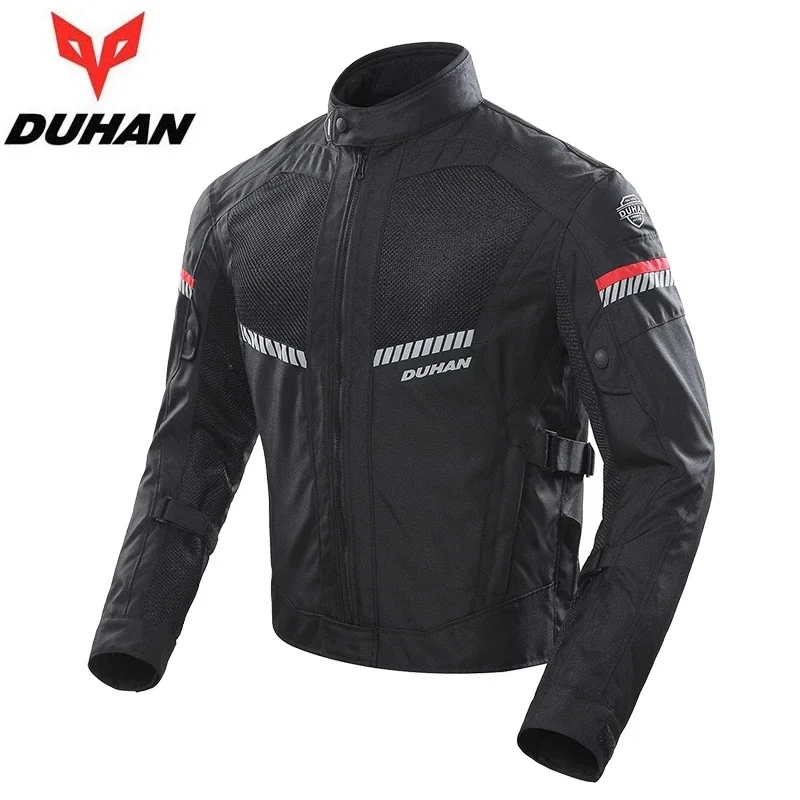 DUHAN Men Breathable Motorcycle Jacket Summer Mesh Motocross Cycling Clothing Reflective Motorbike Riding Protective Jacket