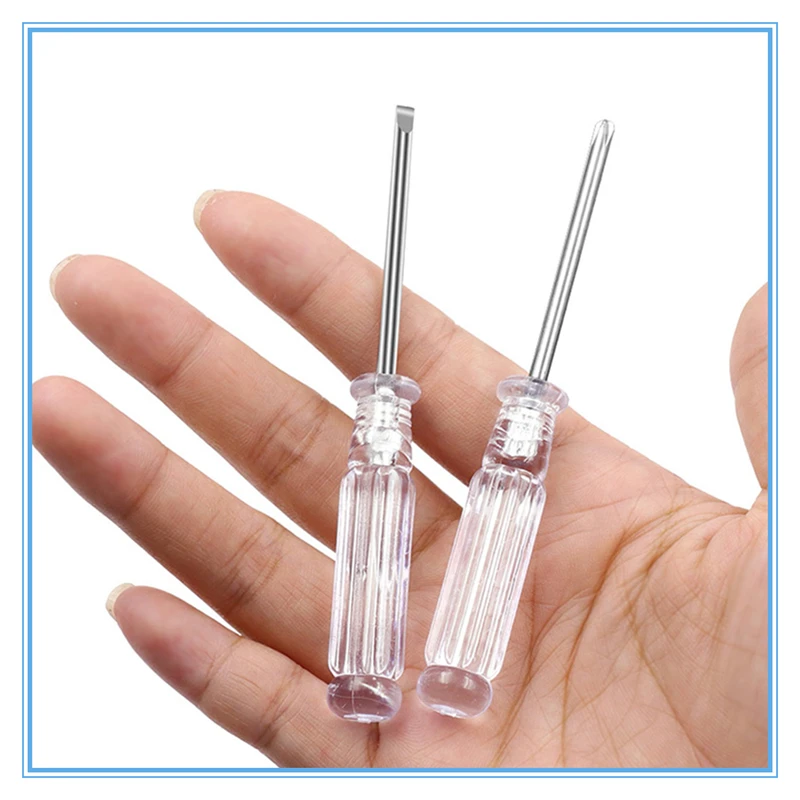 

10Pcs Mini Screwdriver Slotted Phillips Head Screwdriver Bits Transparent 95mm Handle Magnetic Batch Head Hand Repair Tools