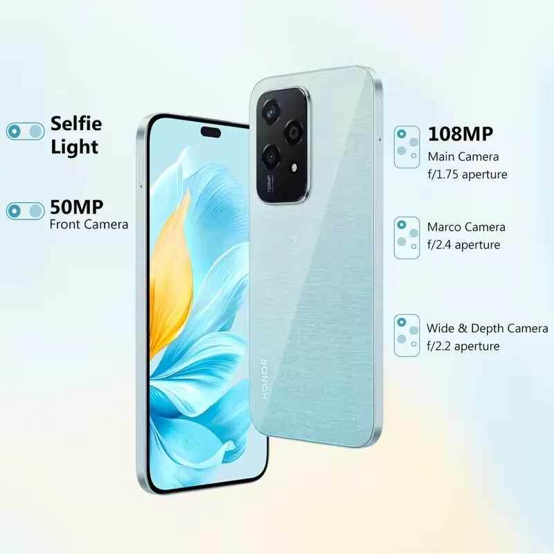 Nova versão global honor 200 lite 5g smartphone Mediatek dimensão 6080 6.7 ''90hz display amoled 256gb rom 108mp câmera principal