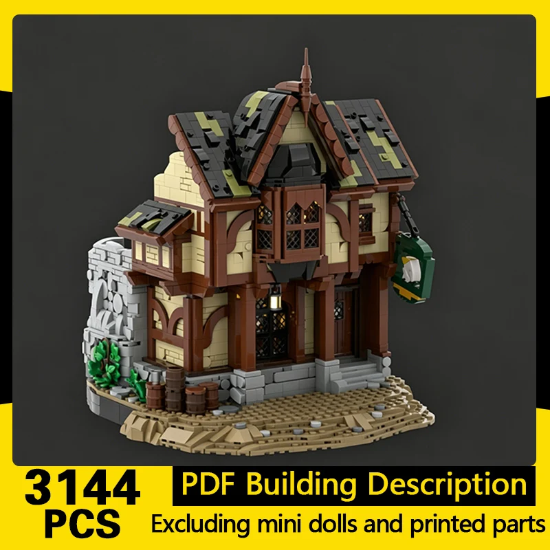 

Medieval Castle Model MOC Building Bricks Village Luxury Stable Modular Technology Gifts Holiday Assemble Children Toys Suit