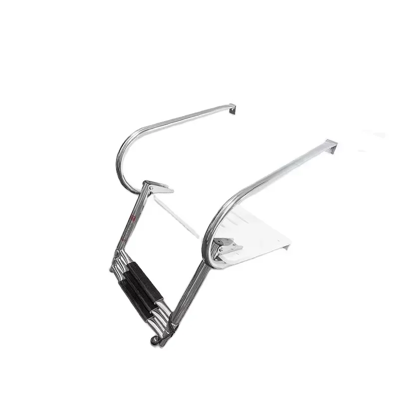 316 Stainless Steel Telescopic Boat Ladder for Swimming Platform Under Slide Deck Mount Handrail Marine Safety Step Accessory