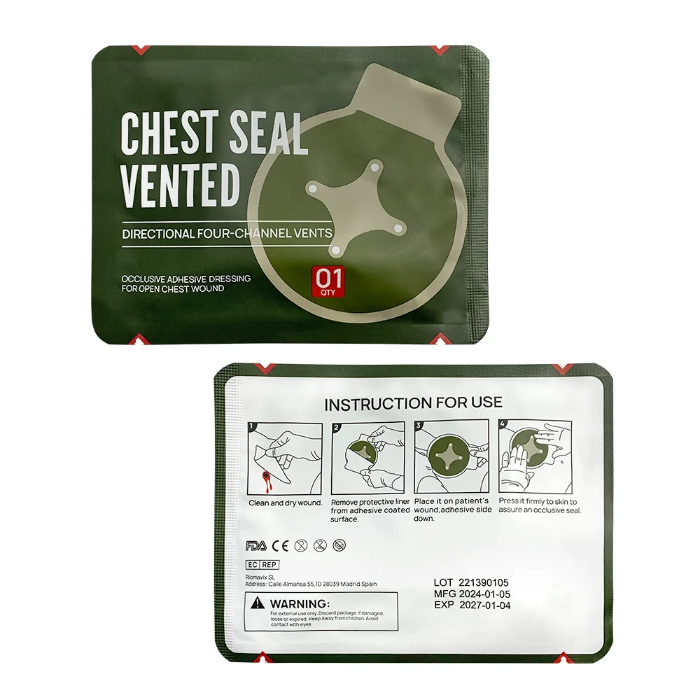 Wholesale Tactical First Aid Chest Seal Vented 4 Holes Trauma Care for Combat Medical Chest Sealing Patch IFAK Supplies