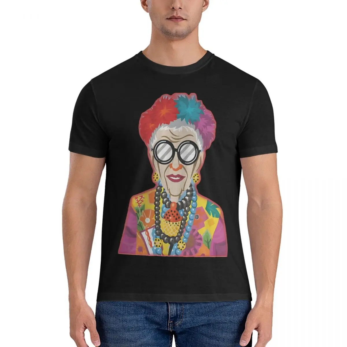 Men T-Shirts Performer Funny Cotton Tee Shirt Short Sleeve Iris Apfel T Shirt Round Collar Tops Gift Idea