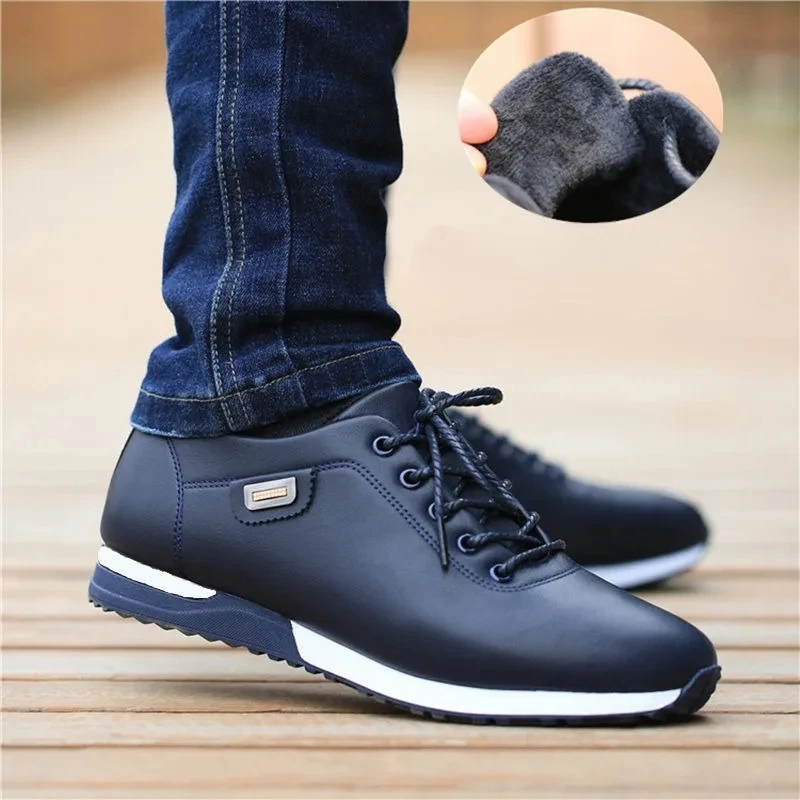 Men Leather Casual Shoes Fashion Trend Breathable Sneakers Men's Business Work Leather Shoe Hiking Shoes Plus Zapatos De Hombre