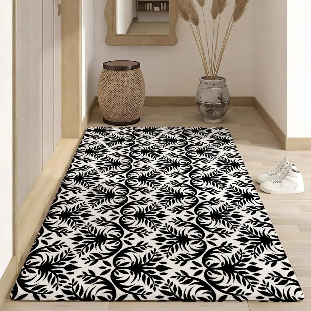 Luxury Wallpaper Texture Floor Mat Soft Flannel Rug Non-Slip Absorbent Mat for Bathroom Bedroom Home Decor