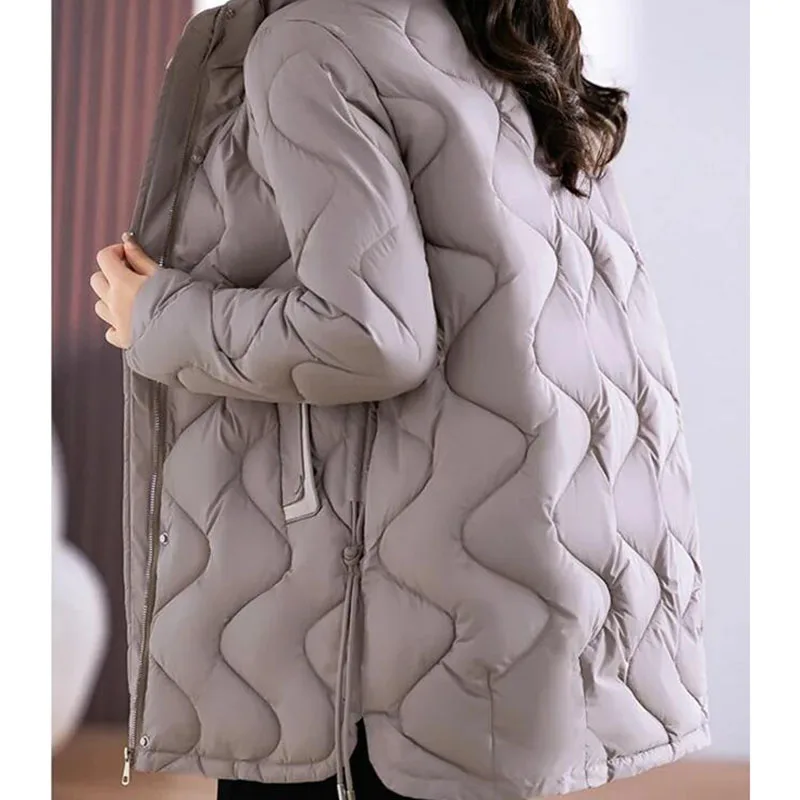 2023 Winter New Women Parkas Mid Length Standing Collar Down Cotton Overcoat Female Casual Thick Warm Windproof Jackets Ladies