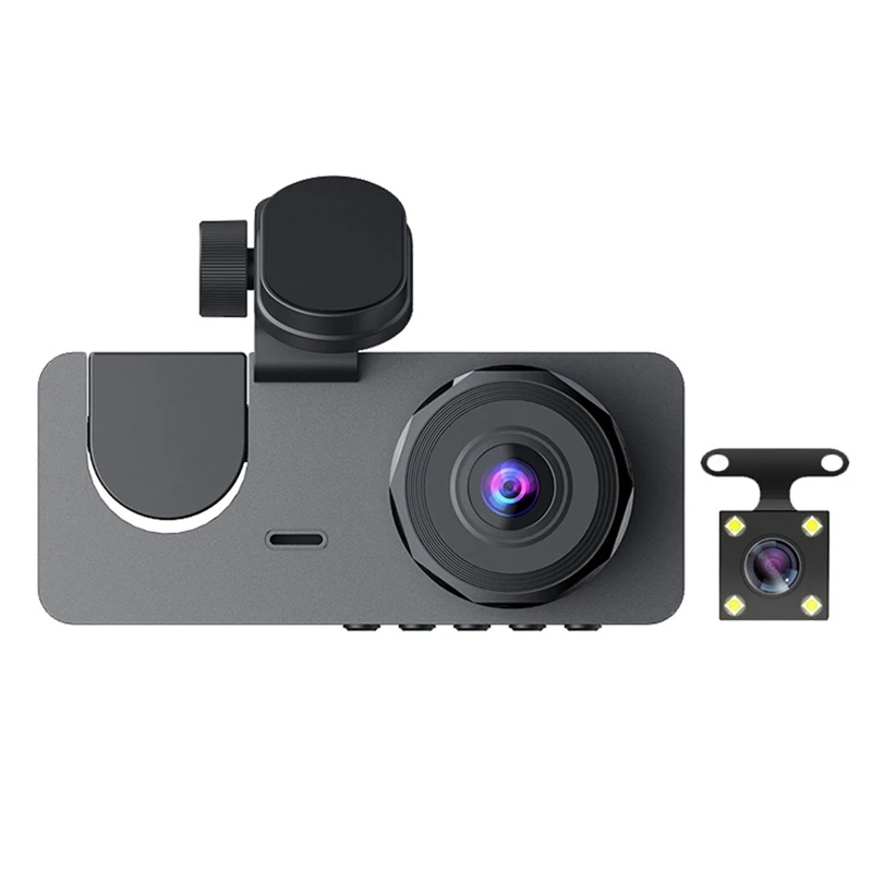 3 Channel Dash Camera For Car Front Rear, Night Vision, 170°Wide Angle, Loop Recording