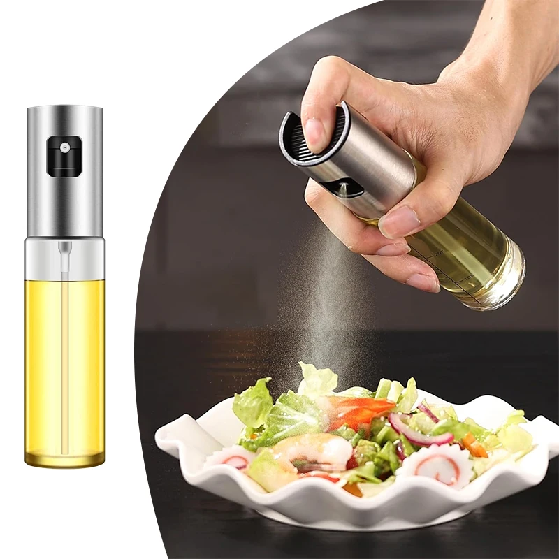 Spray Bottle Atomizing Oil Can Glass Air Fryer Barbecue Oil Bottle Soy Sauce Vinegar Small Spray Can for Kitchen Seasoning Tools