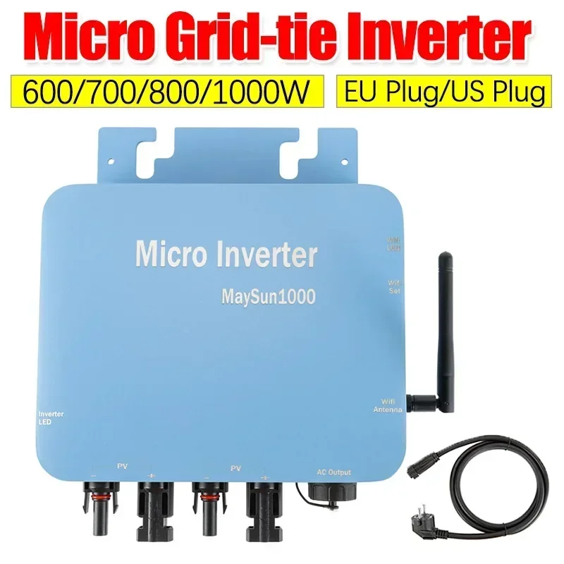 600W 700W 800W 1000W Micro Solar Panel Smart Pure Sine Wave Power Inverter DC 20-60V On Grid Tie Inverter for AC 220V Home