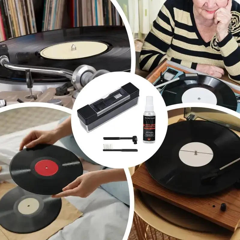 مجموعة أدوات تنظيف السجل، فرشاة تنظيف ألبوم التسجيل، منفضة LP، مضادة للكهرباء الساكنة، مجموعة لا تسبب ضررًا لملحقات المنتجات الرقمية