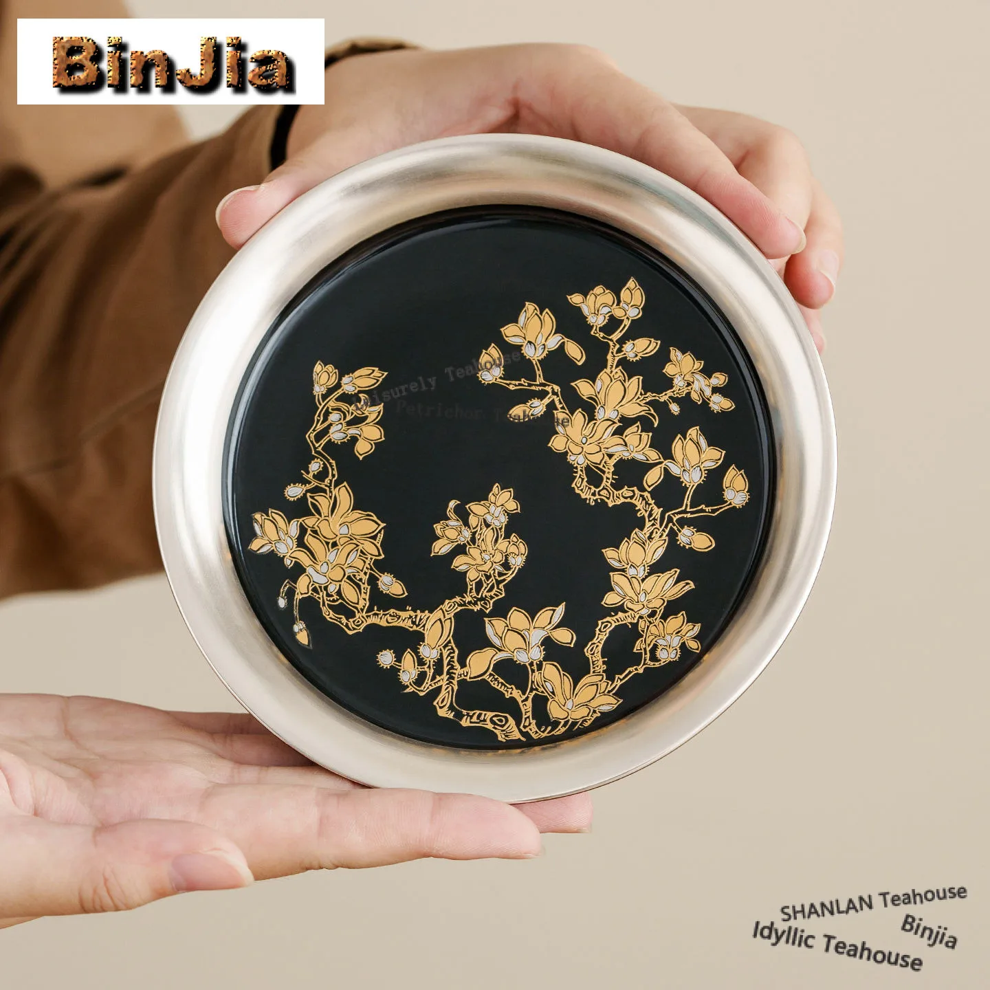 

Gilt Silver Golden Branch Magnolia Pot Bearing Holder Teapots Support Dry Soaking Table Tea Tray Coasters Chinese Tea Set Craft
