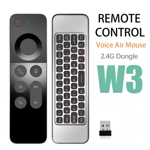 Replacement Voice Air Mouse Remote Control W3 2.4G Dongle Handheld Portable Mini Wireless Keyboard for Android TV BOX,PC