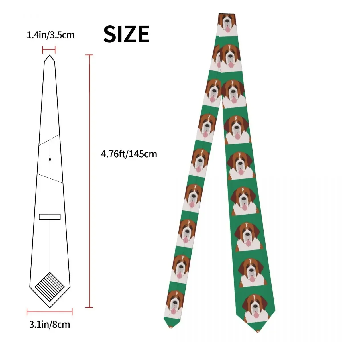 Mens Tie Slim Skinny Saint Bernard Dog Necktie Fashion Free Style Tie for Party Wedding