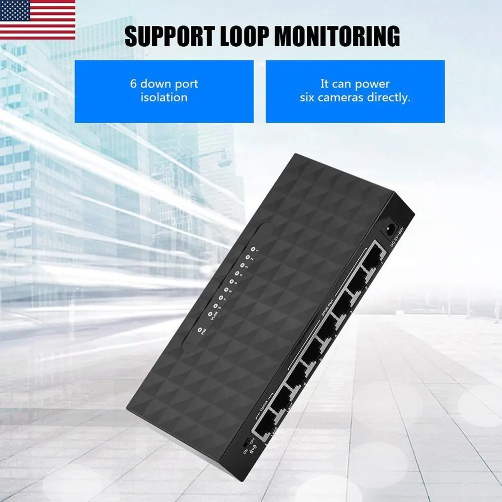 8 Ports Gigabit Switch Ethernet Smart Switcher High Performance 10/100Mbps Ethernet Network Switch RJ45 Hub Internet Splitter